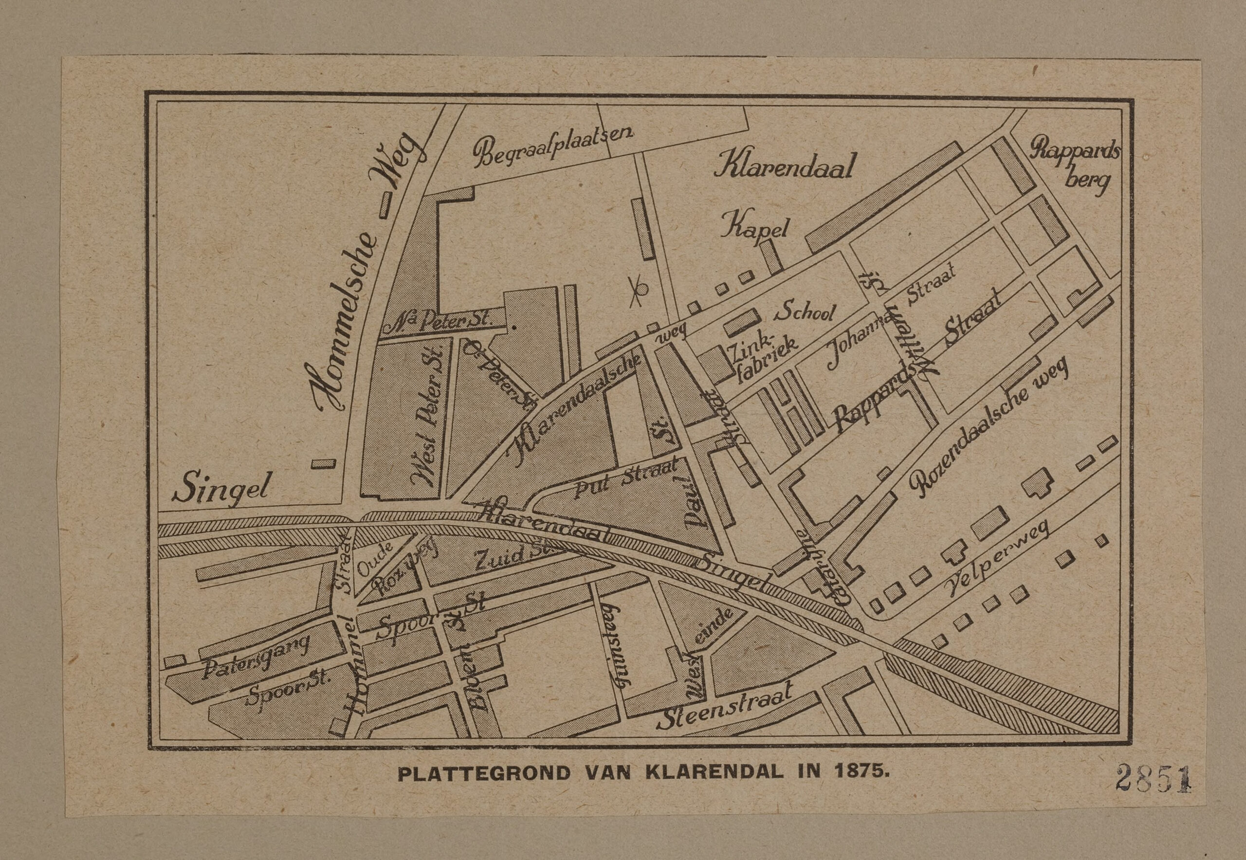 Plattegrond van Klarendal in 1875